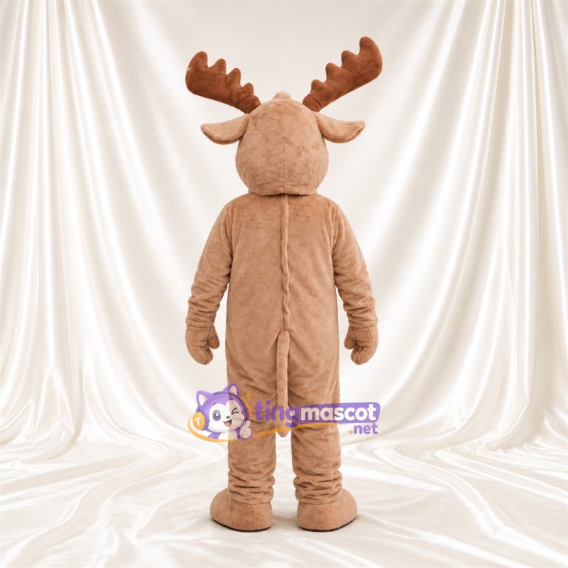 Costume de mascotte Élan – brun clair – Bois (marron); Museau (brun clair) Costume de mascotte Élan – brun clair – Bois (marron); Museau (brun clair)