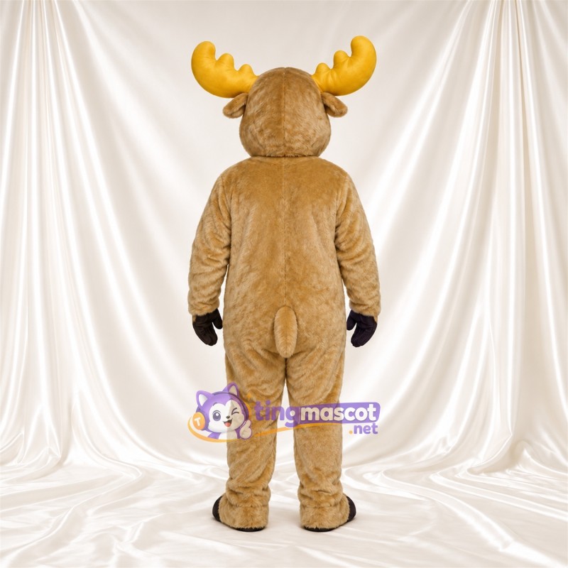 Costume de mascotte Élan – brun clair – Bois (jaune); Sabots (noir) Costume de mascotte Élan – brun clair – Bois (jaune); Sabots (noir)