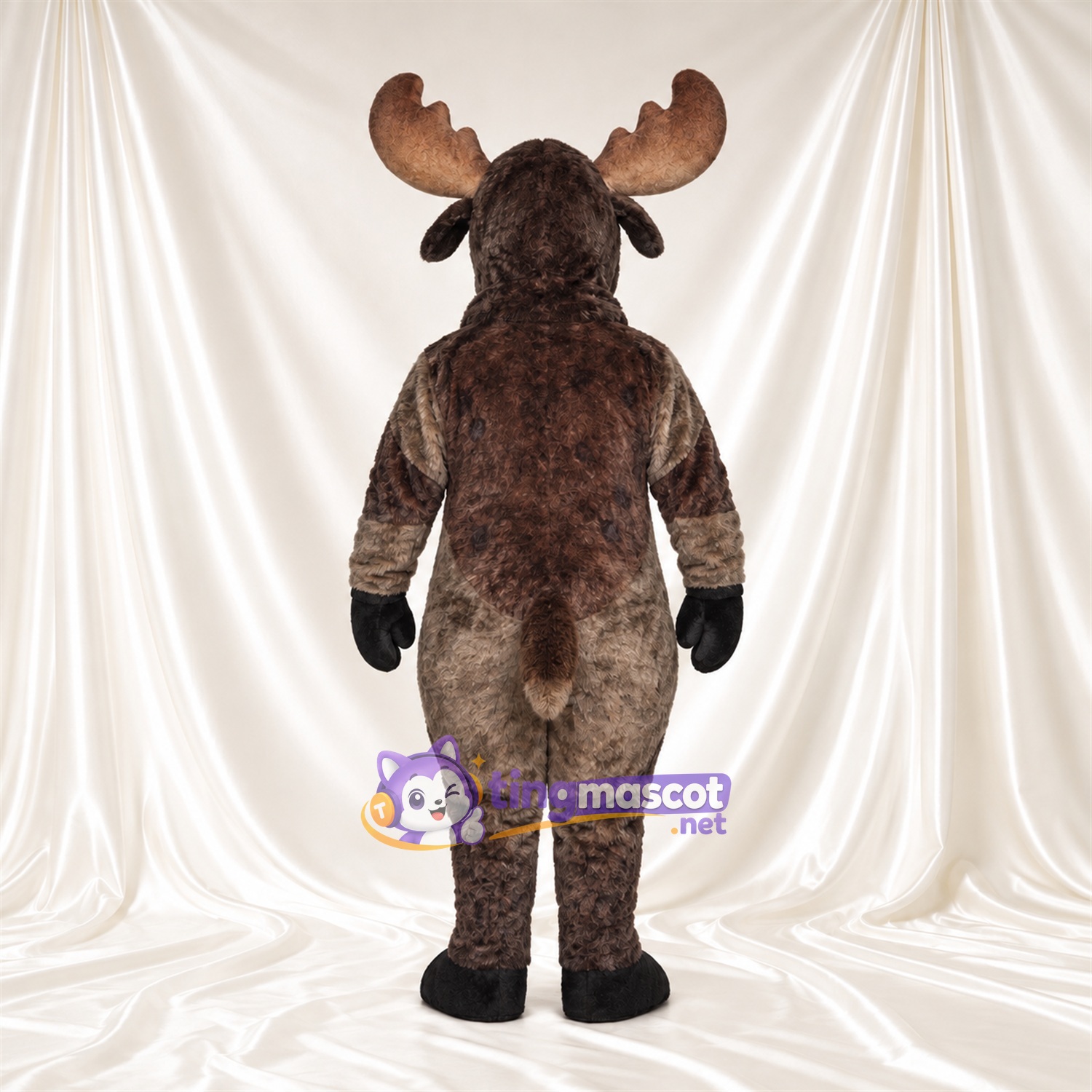 Maskottchenkostüm Elch – braun – Geweih (braun); Schnauze (hellbraun) Maskottchenkostüm Elch – braun – Geweih (braun); Schnauze (hellbraun)