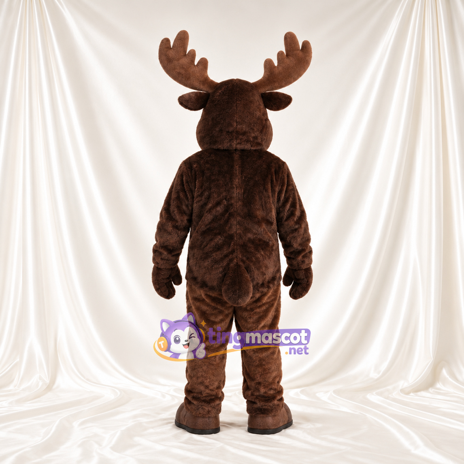 Maskottchenkostüm Elch – braun – Geweih (braun); Schnauze (hellbraun) Maskottchenkostüm Elch – braun – Geweih (braun); Schnauze (hellbraun)