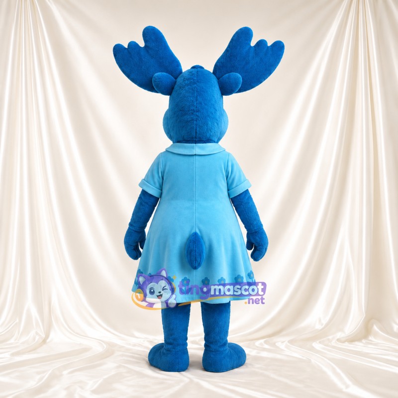 Blue Moose Mascot Costume - Blue Dress Blue Moose Mascot Costume - Blue Dress