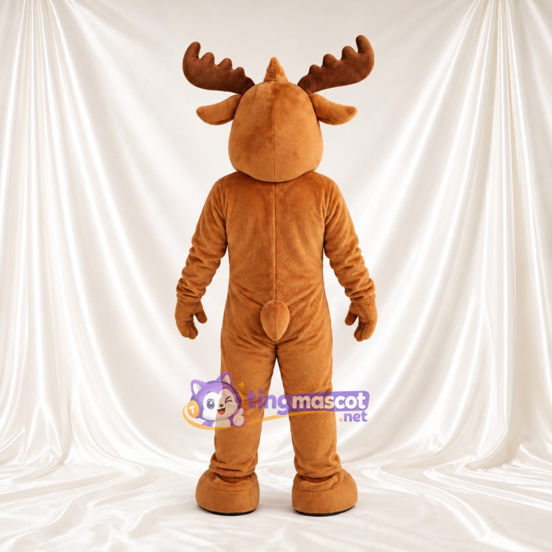 Maskottchenkostüm Elch – braun – Geweih (braun); Lächelndes Gesicht Maskottchenkostüm Elch – braun – Geweih (braun); Lächelndes Gesicht