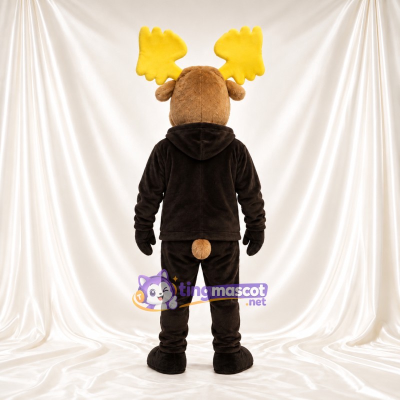 Costume de mascotte Élan – marron – Sweat à capuche (noir); Pantalon Costume de mascotte Élan – marron – Sweat à capuche (noir); Pantalon