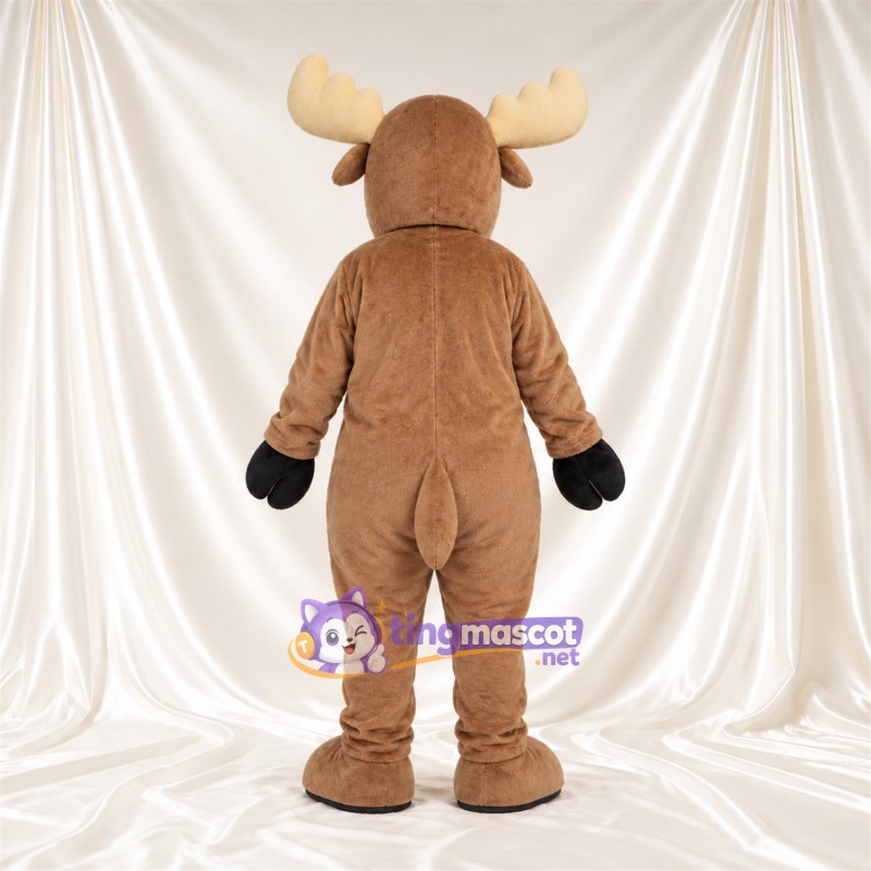 Costume de mascotte Élan – brun clair – Bois (crème); Gants (noir) Costume de mascotte Élan – brun clair – Bois (crème); Gants (noir)