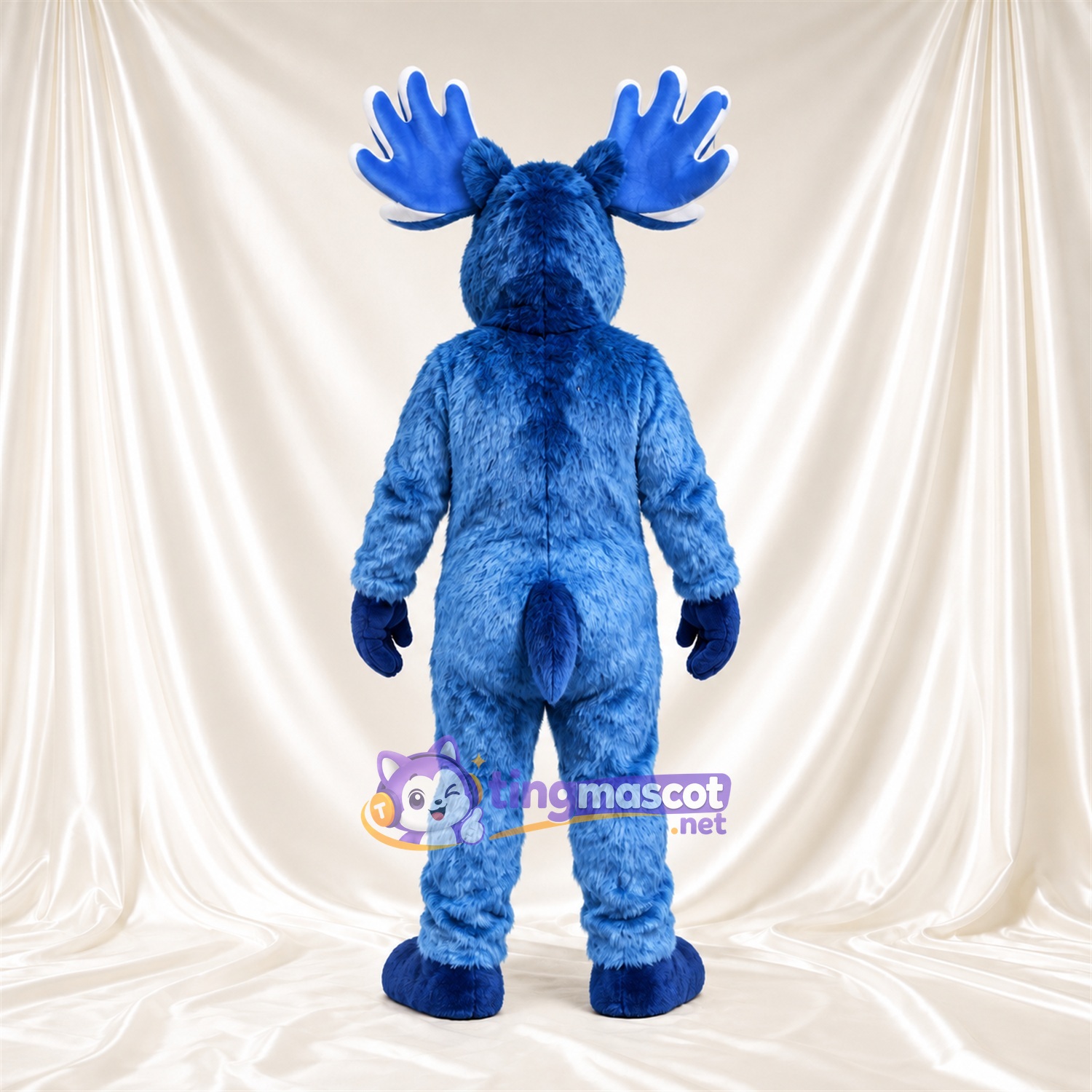 Blue Moose Mascot Costume - Blue Antlers and Shaggy Fur Blue Moose Mascot Costume - Blue Antlers and Shaggy Fur