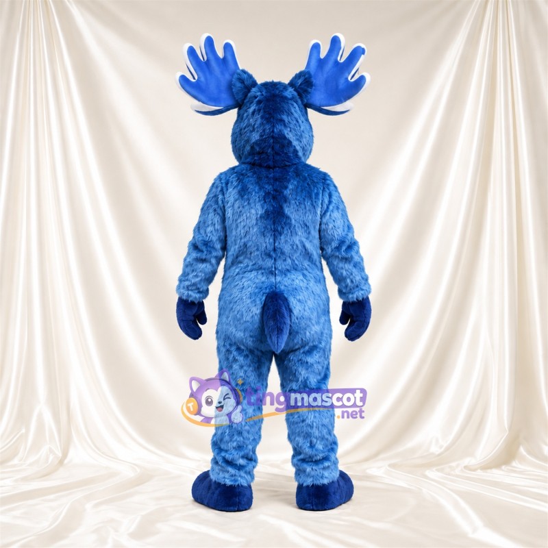 Blue Moose Mascot Costume - Blue Antlers and Shaggy Fur Blue Moose Mascot Costume - Blue Antlers and Shaggy Fur