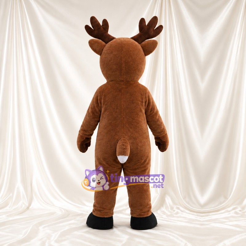 Costume de mascotte Cerf – marron – Ventre rond; Yeux (bleu) Costume de mascotte Cerf – marron – Ventre rond; Yeux (bleu)