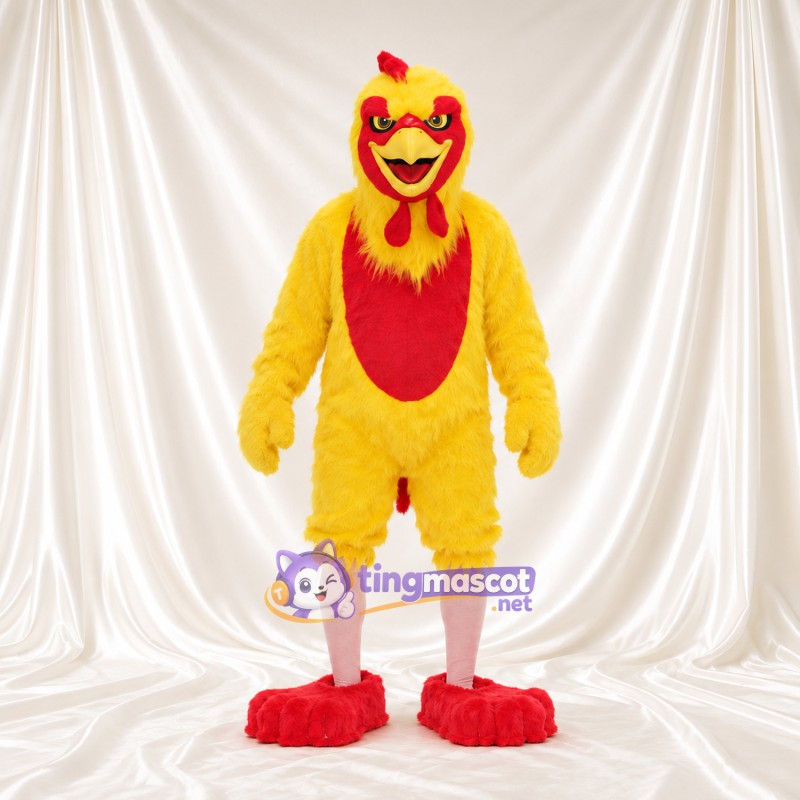 Maskottchenkostüm Hahn – gelb – Farbakzente (rot); Bauch (rot) Maskottchenkostüm Hahn – gelb – Farbakzente (rot); Bauch (rot)