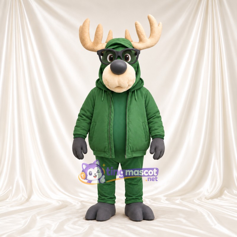 Costume de mascotte Élan – gris – Sweat à capuche (vert) Costume de mascotte Élan – gris – Sweat à capuche (vert)