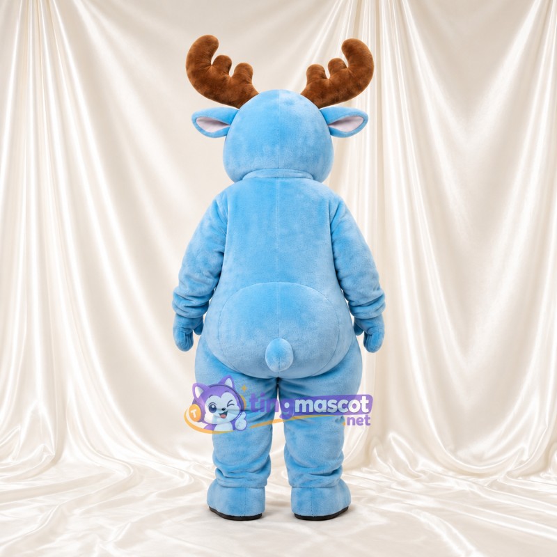 Blue Moose Mascot Costume - Light Blue Belly and Brown Antlers Blue Moose Mascot Costume - Light Blue Belly and Brown Antlers