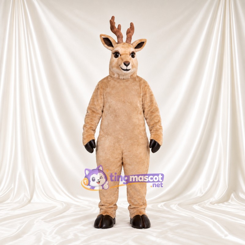 Costume de mascotte Renne – brun clair – Bois (marron); Gants (noir)