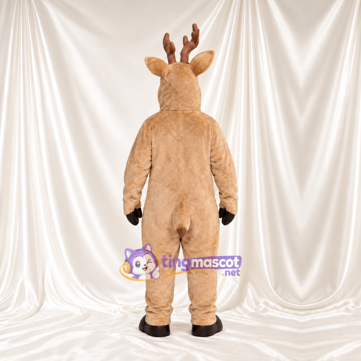 Costume de mascotte Renne – brun clair – Bois (marron); Gants (noir) Costume de mascotte Renne – brun clair – Bois (marron); Gants (noir)