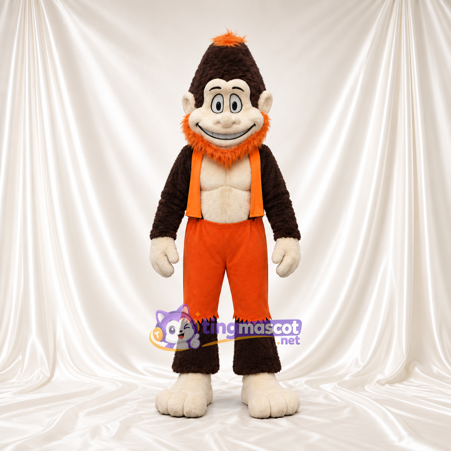 Maskottchenkostüm Affe – braun – Hose (orange); Schal Maskottchenkostüm Affe – braun – Hose (orange); Schal