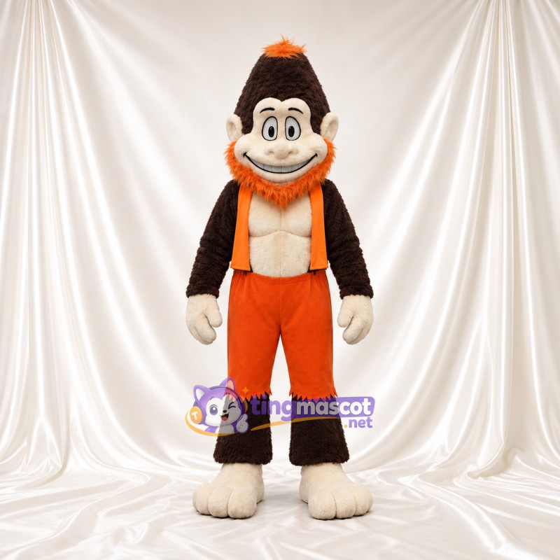 Maskottchenkostüm Affe – braun – Hose (orange); Schal Maskottchenkostüm Affe – braun – Hose (orange); Schal