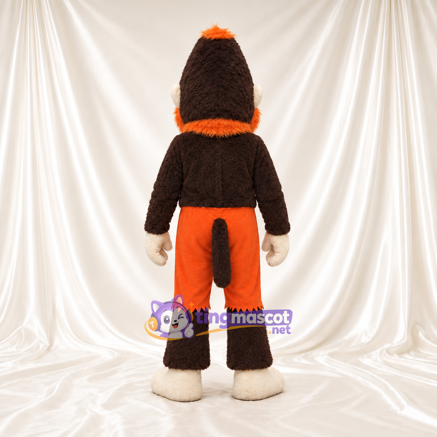 Maskottchenkostüm Affe – braun – Hose (orange); Schal Maskottchenkostüm Affe – braun – Hose (orange); Schal