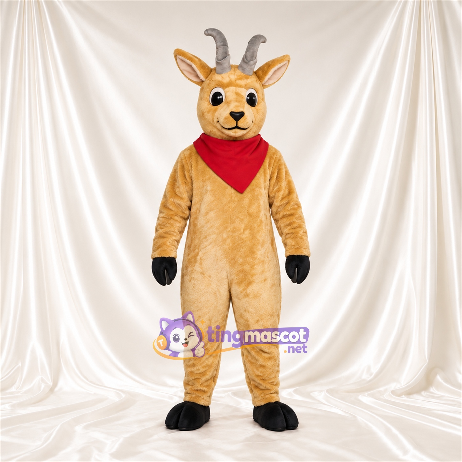 Costume de mascotte Antilope – brun clair – Bandana (rouge) Costume de mascotte Antilope – brun clair – Bandana (rouge)