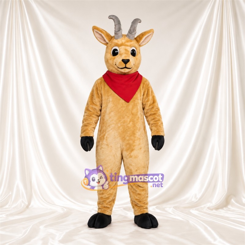 Costume de mascotte Antilope – brun clair – Bandana (rouge) Costume de mascotte Antilope – brun clair – Bandana (rouge)