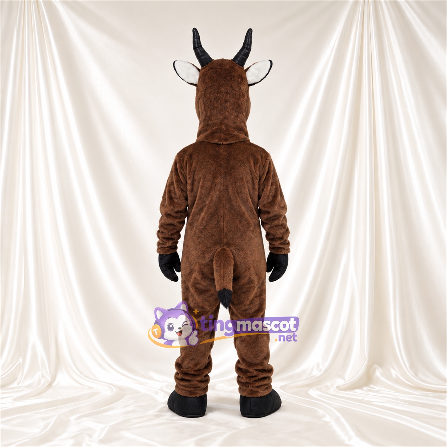 Costume de mascotte Antilope – marron – Ventre (blanc); Cornes (noir) Costume de mascotte Antilope – marron – Ventre (blanc); Cornes (noir)