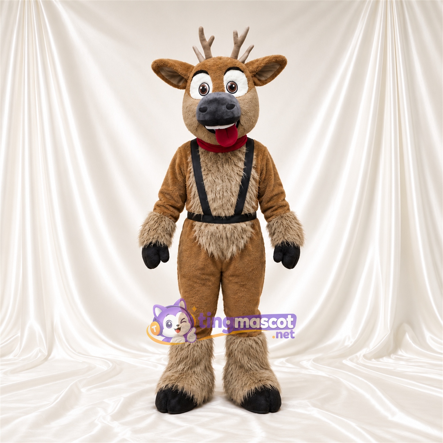 Costume de mascotte Renne – marron – Bretelles Costume de mascotte Renne – marron – Bretelles