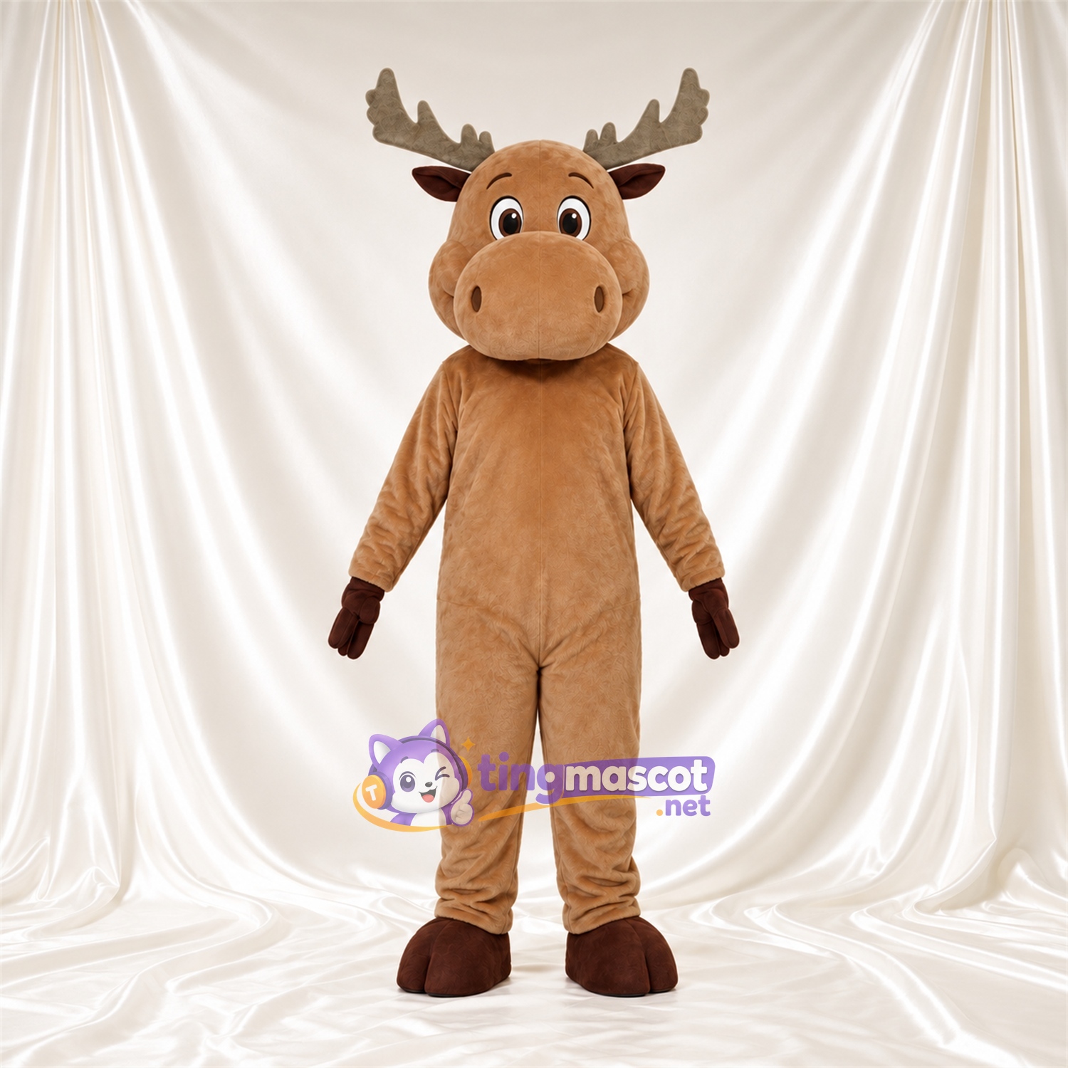 Costume de mascotte Élan – brun clair – Bois (marron); Sabots (marron) Costume de mascotte Élan – brun clair – Bois (marron); Sabots (marron)