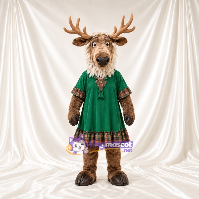 Costume de mascotte Cerf – marron – Robe (vert) Costume de mascotte Cerf – marron – Robe (vert)