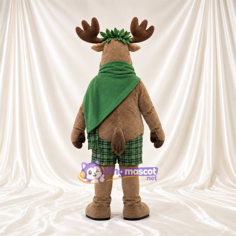 Costume de mascotte Élan – marron – Cape (vert); Short Costume de mascotte Élan – marron – Cape (vert); Short