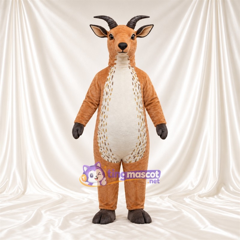 Costume de mascotte Antilope – brun clair – Ventre (blanc) Costume de mascotte Antilope – brun clair – Ventre (blanc)