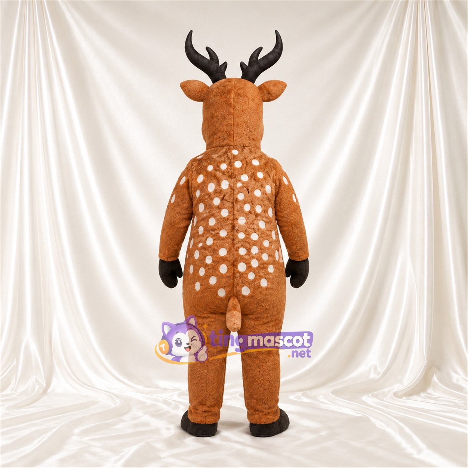 Brown Deer Mascot Costume - Black Antlers and White Spots Brown Deer Mascot Costume - Black Antlers and White Spots