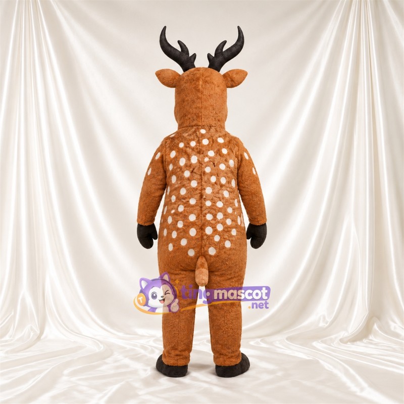 Brown Deer Mascot Costume - Black Antlers and White Spots Brown Deer Mascot Costume - Black Antlers and White Spots