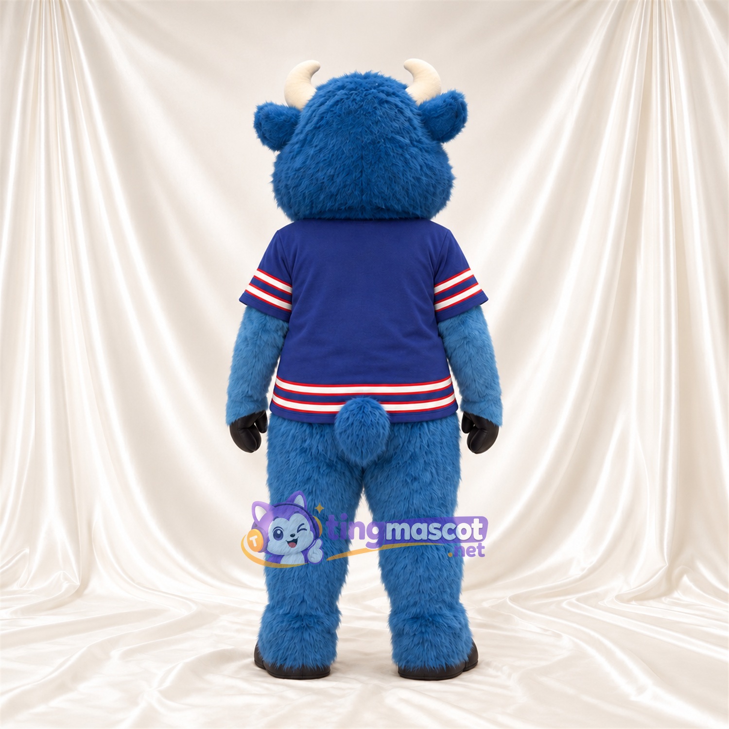 Costume de mascotte Bison – bleu – Cornes (blanc); Maillot (bleu) Costume de mascotte Bison – bleu – Cornes (blanc); Maillot (bleu)
