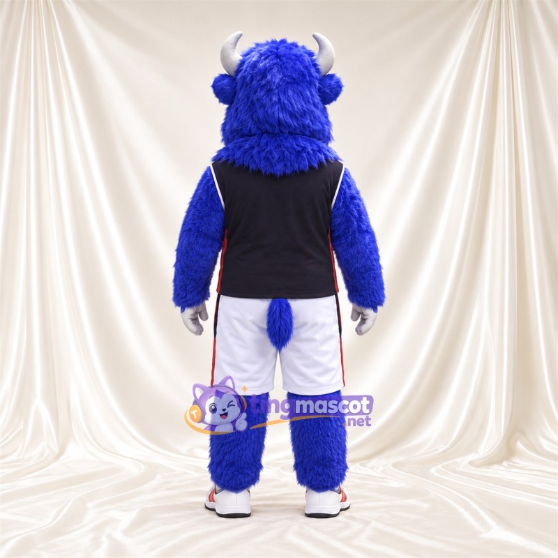 Costume de mascotte Buffle – bleu – Chemise (bleu marine); Short (blanc) Costume de mascotte Buffle – bleu – Chemise (bleu marine); Short (blanc)