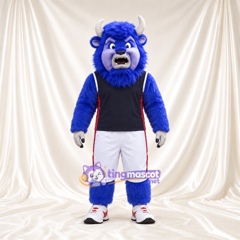 Costume de mascotte Buffle – bleu – Chemise (bleu marine); Short (blanc) Costume de mascotte Buffle – bleu – Chemise (bleu marine); Short (blanc)