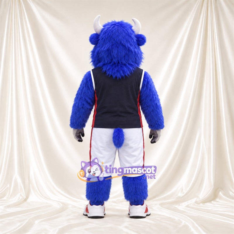 Costume de mascotte Buffle – bleu – Chemise (bleu marine); Short (blanc) Costume de mascotte Buffle – bleu – Chemise (bleu marine); Short (blanc)