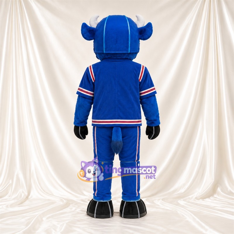Costume de mascotte Buffle – bleu – Casque (bleu); Tenue de sport Costume de mascotte Buffle – bleu – Casque (bleu); Tenue de sport