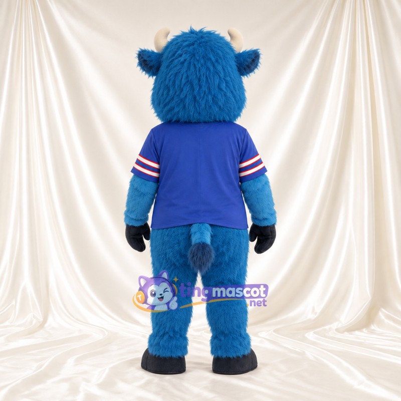 Maskottchenkostüm Bison – blau – Hörner (grau); Trikot (blau) Maskottchenkostüm Bison – blau – Hörner (grau); Trikot (blau)