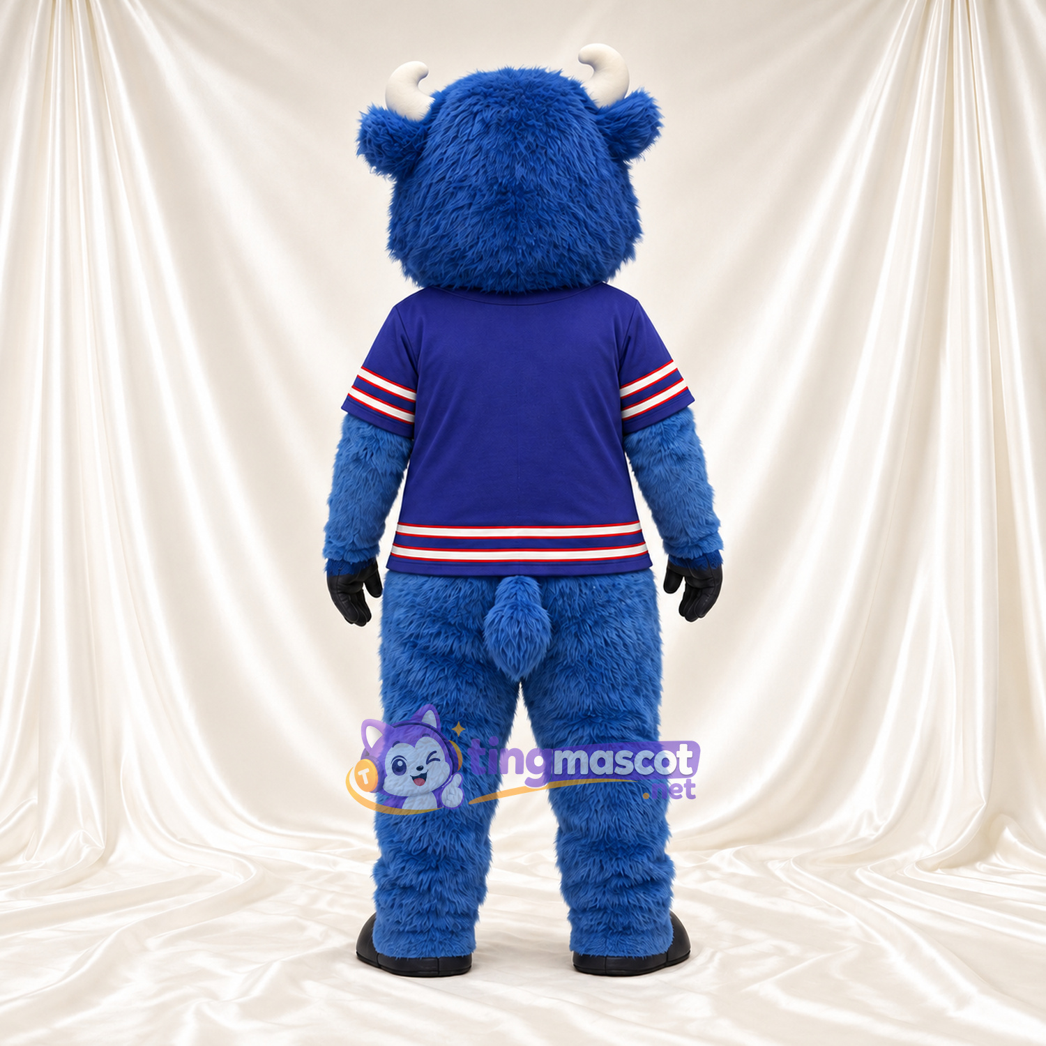 Costume de mascotte Bison – bleu – Cornes (blanc); Maillot (bleu) Costume de mascotte Bison – bleu – Cornes (blanc); Maillot (bleu)