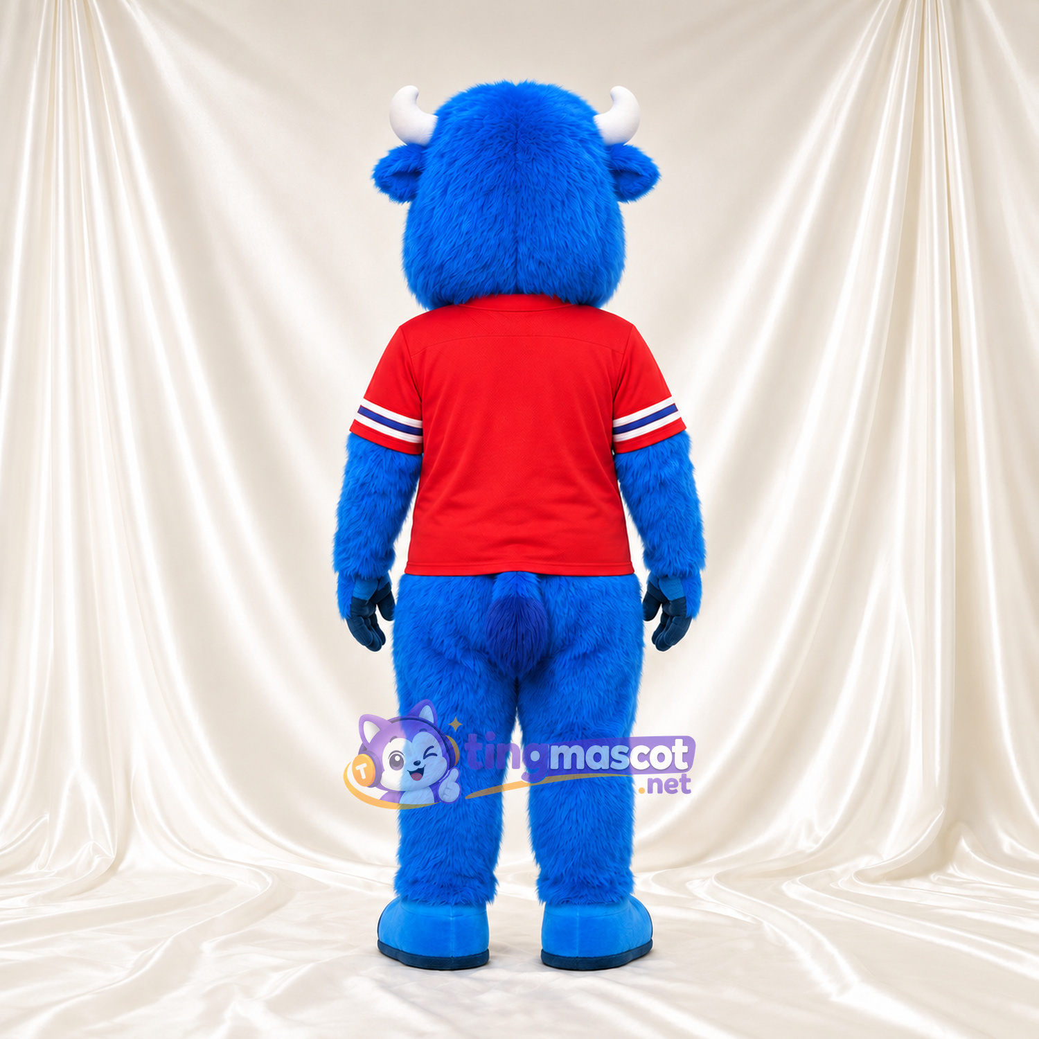 Costume de mascotte Bison – bleu – Chemise (rouge) Costume de mascotte Bison – bleu – Chemise (rouge)