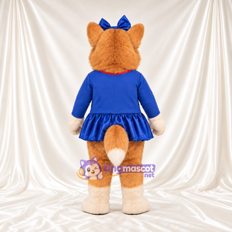 Costume de mascotte Chien – brun clair – Robe (bleu) Costume de mascotte Chien – brun clair – Robe (bleu)