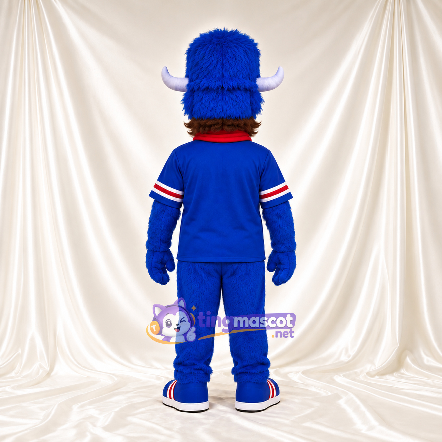 Maskottchenkostüm Clown – blau / rot – Outfit (blau); Schal (rot) Maskottchenkostüm Clown – blau / rot – Outfit (blau); Schal (rot)