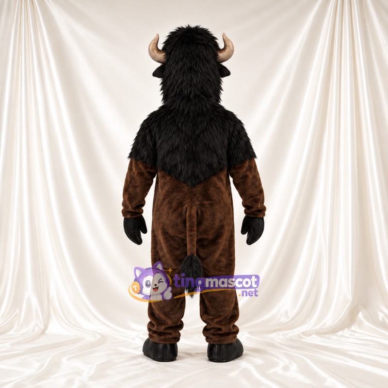 Costume de mascotte Minotaure – marron / noir – Cornes courbées; Crinière (noir) Costume de mascotte Minotaure – marron / noir – Cornes courbées; Crinière (noir)