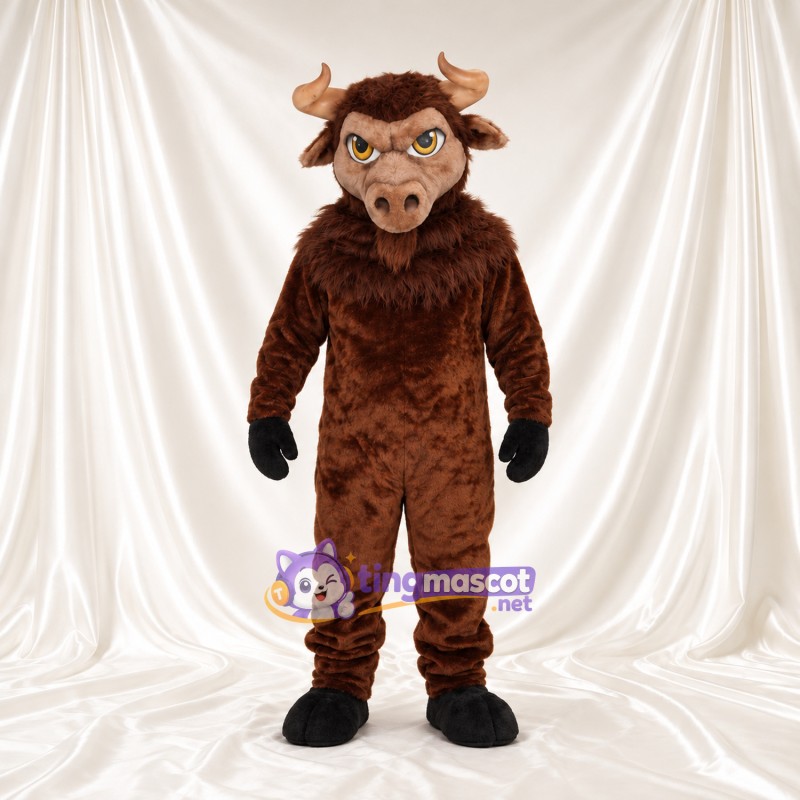 Costume de mascotte Bison – marron – Crinière (marron); Yeux (jaune) Costume de mascotte Bison – marron – Crinière (marron); Yeux (jaune)