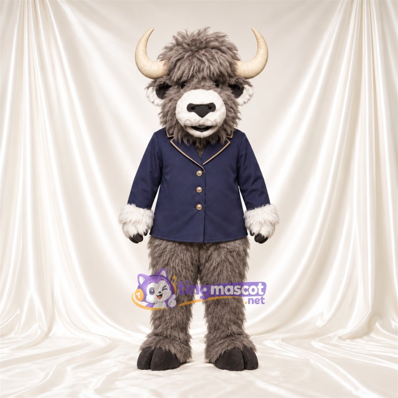 Costume de mascotte Buffle – gris – Veste (bleu marine) Costume de mascotte Buffle – gris – Veste (bleu marine)
