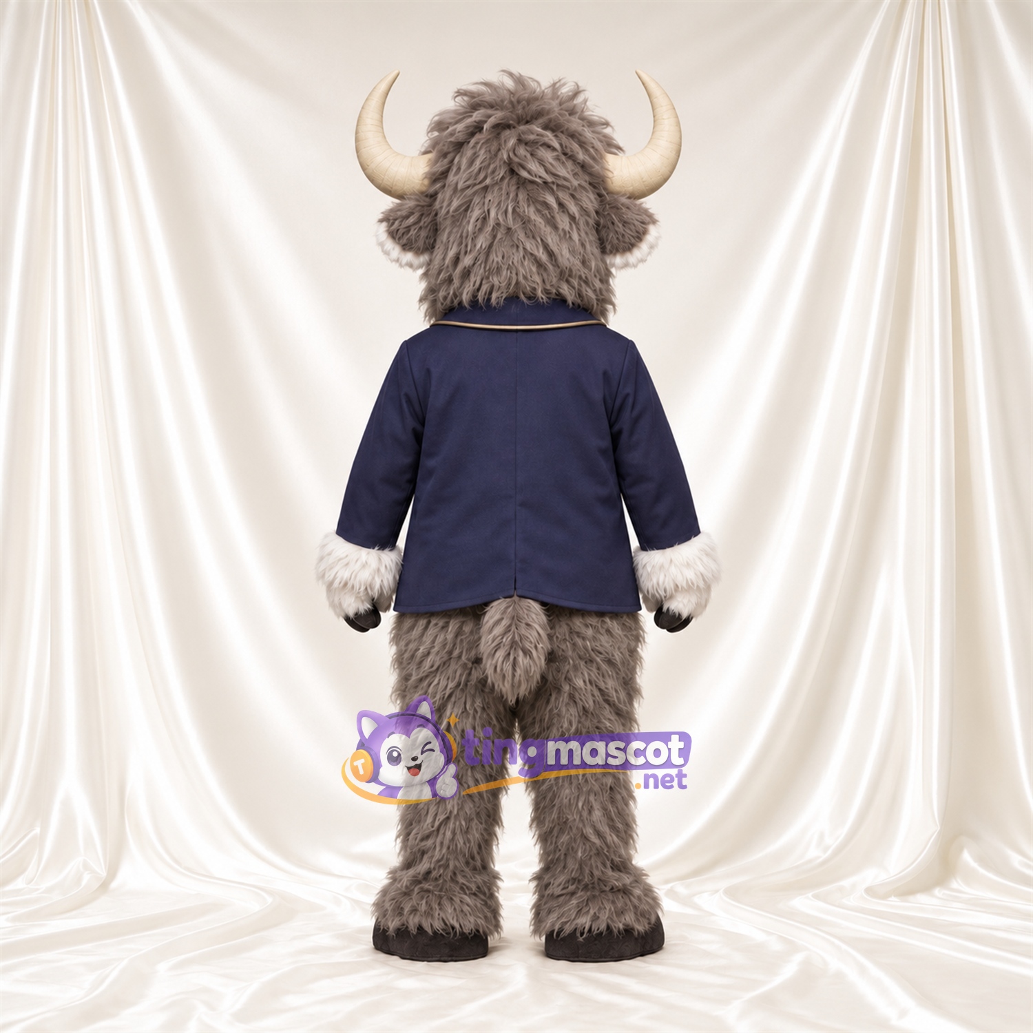 Costume de mascotte Buffle – gris – Veste (bleu marine) Costume de mascotte Buffle – gris – Veste (bleu marine)