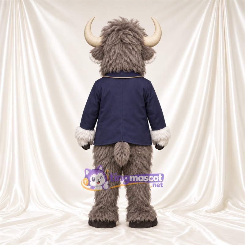Costume de mascotte Buffle – gris – Veste (bleu marine) Costume de mascotte Buffle – gris – Veste (bleu marine)