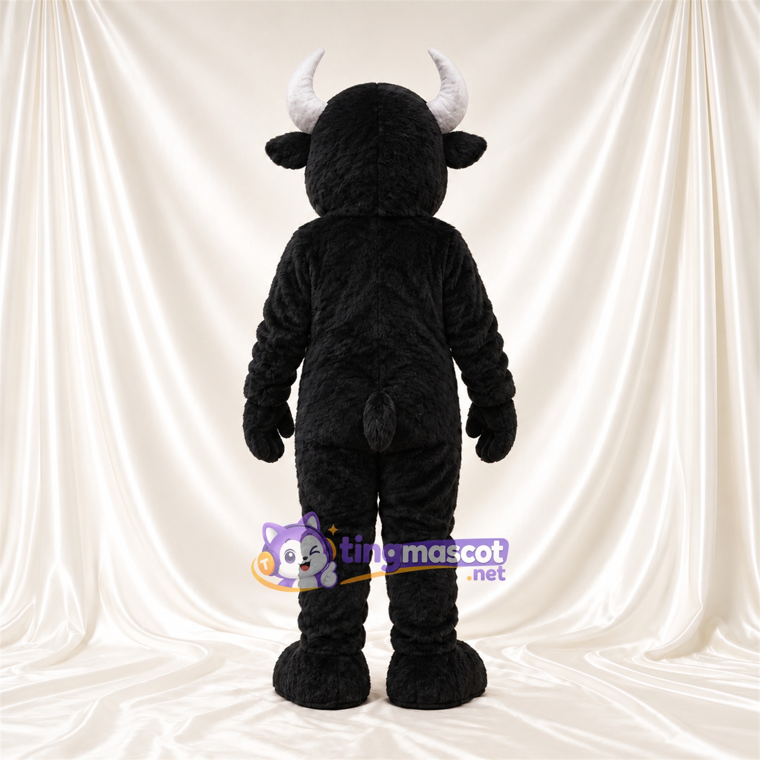 Black Buffalo Mascot Costume - White Horns and Gray Muzzle Black Buffalo Mascot Costume - White Horns and Gray Muzzle