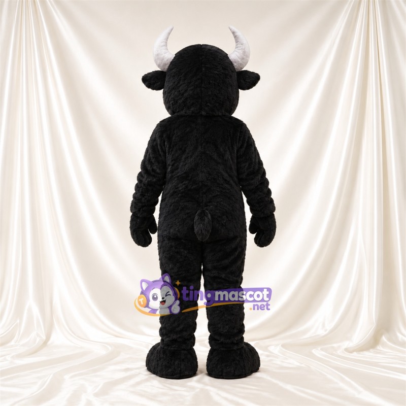 Black Buffalo Mascot Costume - White Horns and Gray Muzzle Black Buffalo Mascot Costume - White Horns and Gray Muzzle