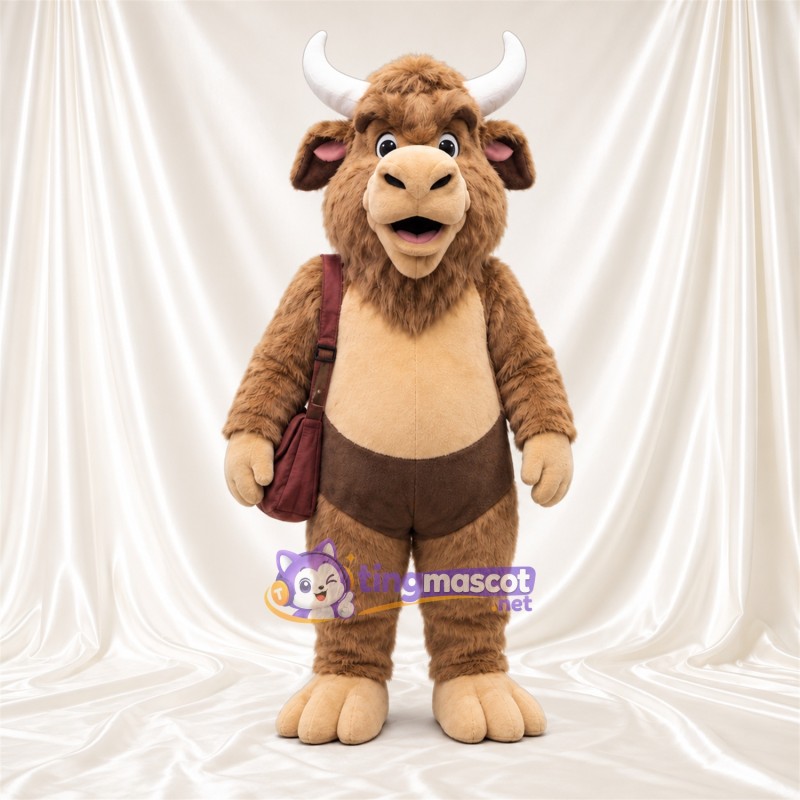 Costume de mascotte Buffle – brun clair – Gilet (marron) Costume de mascotte Buffle – brun clair – Gilet (marron)