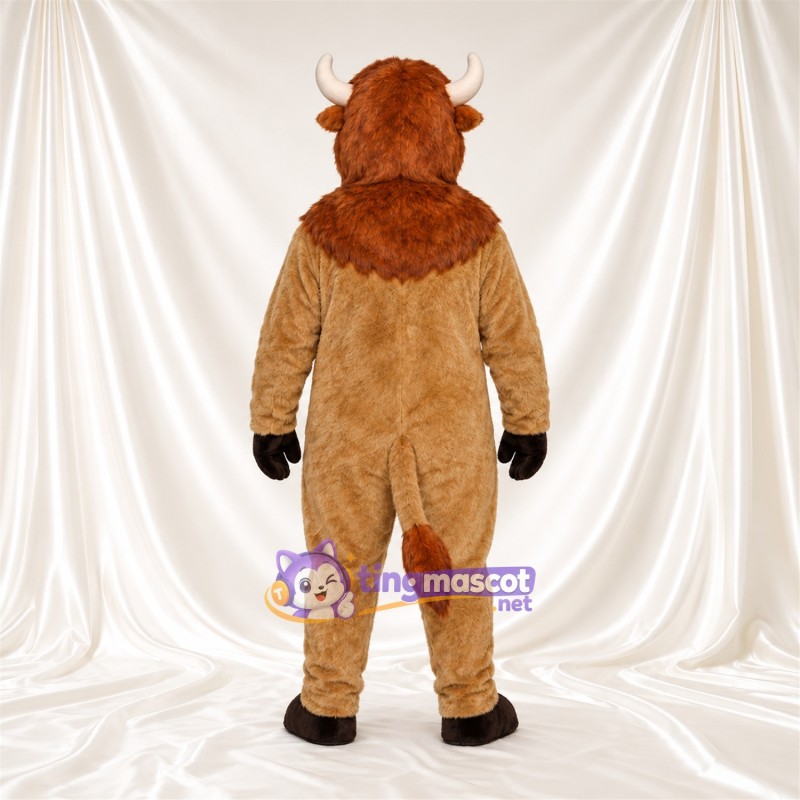 Costume de mascotte Taureau – brun clair – Cornes (blanc); Museau (gris) Costume de mascotte Taureau – brun clair – Cornes (blanc); Museau (gris)