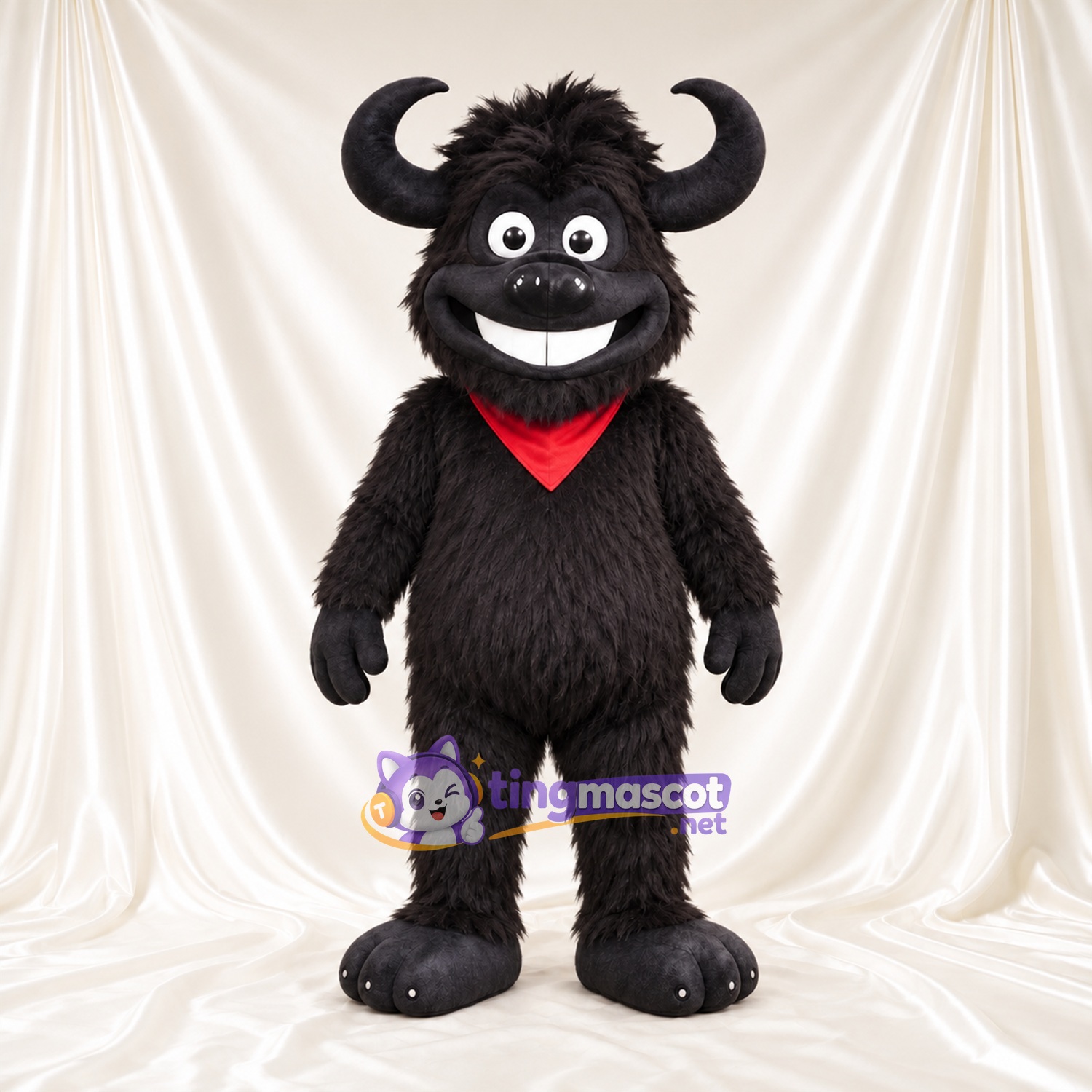 Black Bull Mascot Costume - Red Bandana Black Bull Mascot Costume - Red Bandana