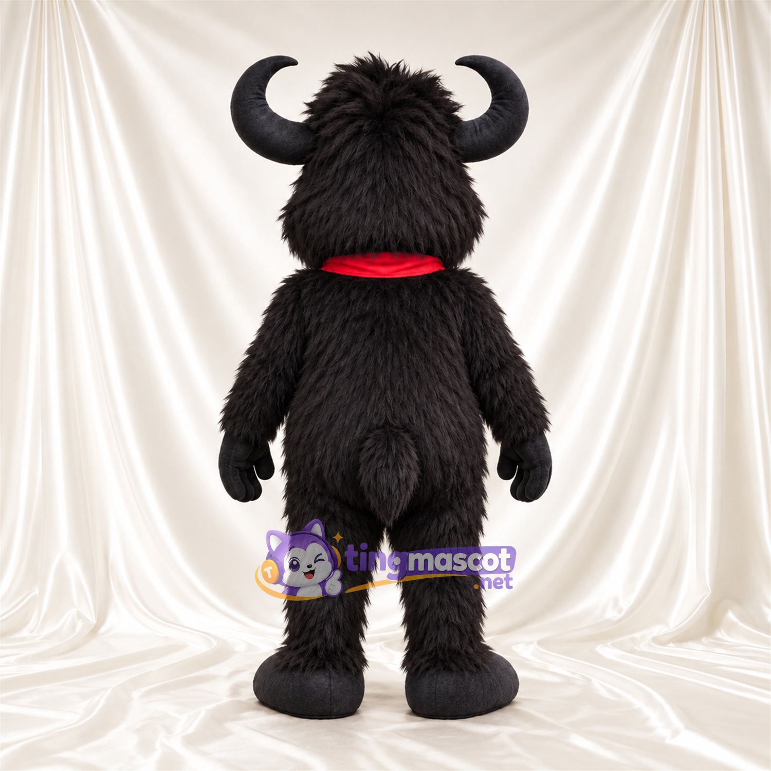 Black Bull Mascot Costume - Red Bandana Black Bull Mascot Costume - Red Bandana